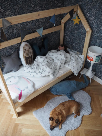 ZEBRY pościel z wypełnieniem i poduszką płaską ( drobny wzór)