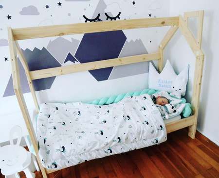 PIOTRUŚ PAN pościel z wypełnieniem i poduszką płaską (duży wzór - panel)