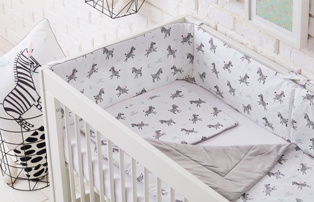 ZEBRY pościel z wypełnieniem i poduszką płaską ( drobny wzór)