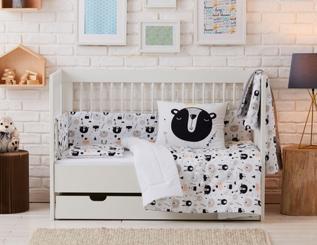 MISIE pościel z wypełnieniem i poduszką płaską (drobny wzór)