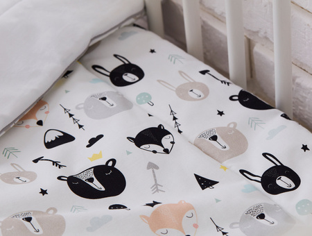 MISIE pościel z wypełnieniem i poduszką płaską (drobny wzór)